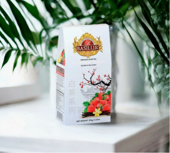 Чай белый Basilur White Tea, клубника-ваниль, 100 гр. в магазине ТеаКофее Чай белый Basilur White Tea, клубника-ваниль, 100 гр. в магазине ТеаКофее, фото