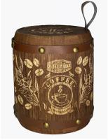 Кофе GET&JOY "Бразилия", молотый, 150гр бочонок, дерево-коричневый