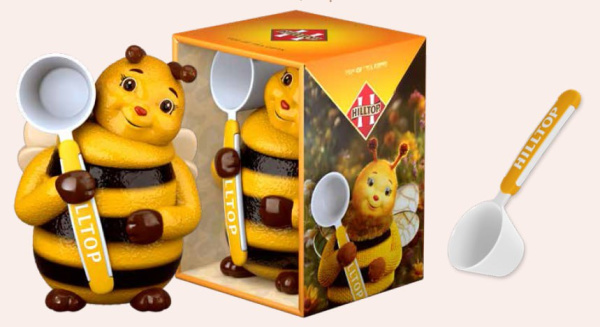 Чай Hilltop керам. чайница с ложкой Пчелка, черный, 30гр в магазине ТеаКофее, фото