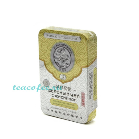 Чай Черный Дракон Прессованный зеленый с Жасмином 60 гр. (ж/б) 
