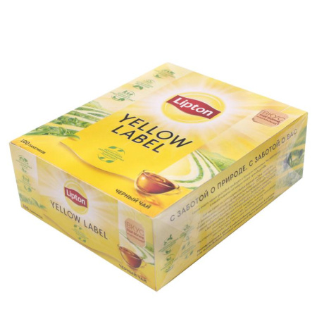 Чай Lipton Yellow Label Tea черный 100 пакетиков 