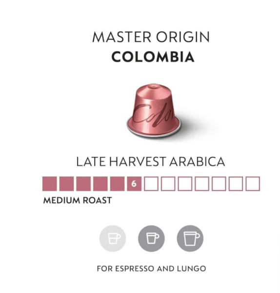 Комплект Кофе в капсулах Nespresso Colombie 6/13 40-110 ml - 5 упаковок - 50 капсул в магазине ТеаКофее, фото