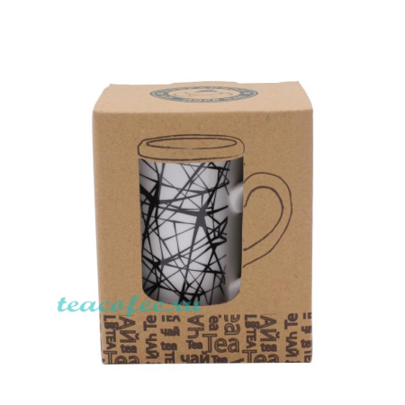 Чашка керамическая Геометрия (с крышкой и ситечком) 320 мл. 