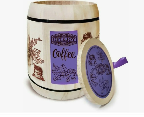 Кофе GET&JOY "Бразилия", молотый, 150гр бочонок, дерево в магазине ТеаКофее, фото