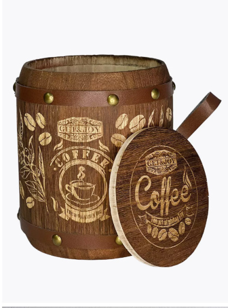 Кофе GET&JOY "Бразилия", молотый, 150гр бочонок, дерево-коричневый в магазине ТеаКофее, фото