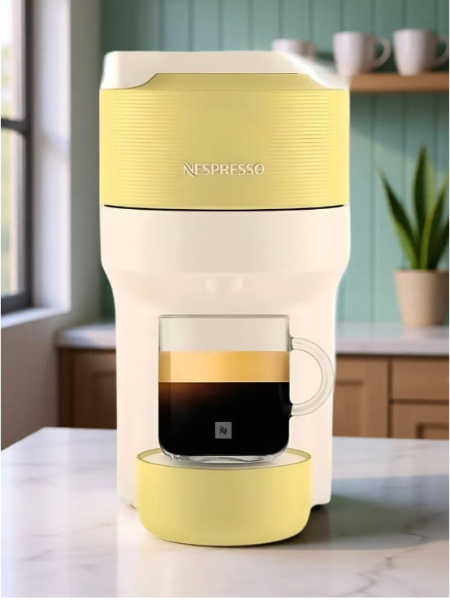Капсульная кофемашина Nespresso Vertuo Pop, GDV2-EU-SY-NE, yellow-white в магазине ТеаКофее, фото