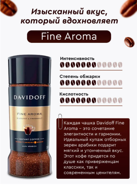 Кофе растворимый Davidoff Fine Aroma 100 гр. (стекло) в магазине ТеаКофее Кофе растворимый Davidoff Fine Aroma 100 гр. (стекло) в магазине ТеаКофее, фото
