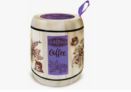Кофе GET&JOY "Бразилия", молотый, 150гр бочонок, дерево